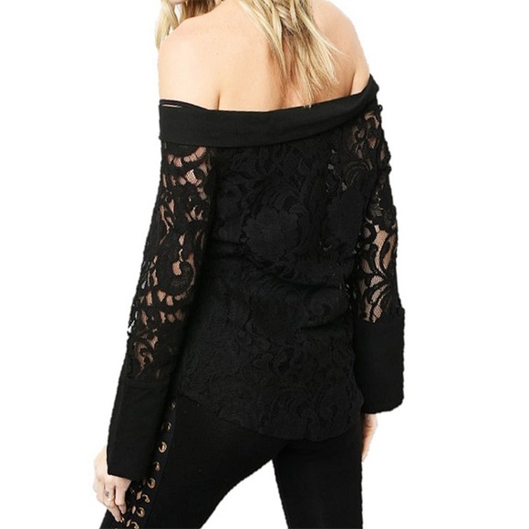 Black Victorian Gothic Steampunk Off Shoulder Top - Picture 8 of 8